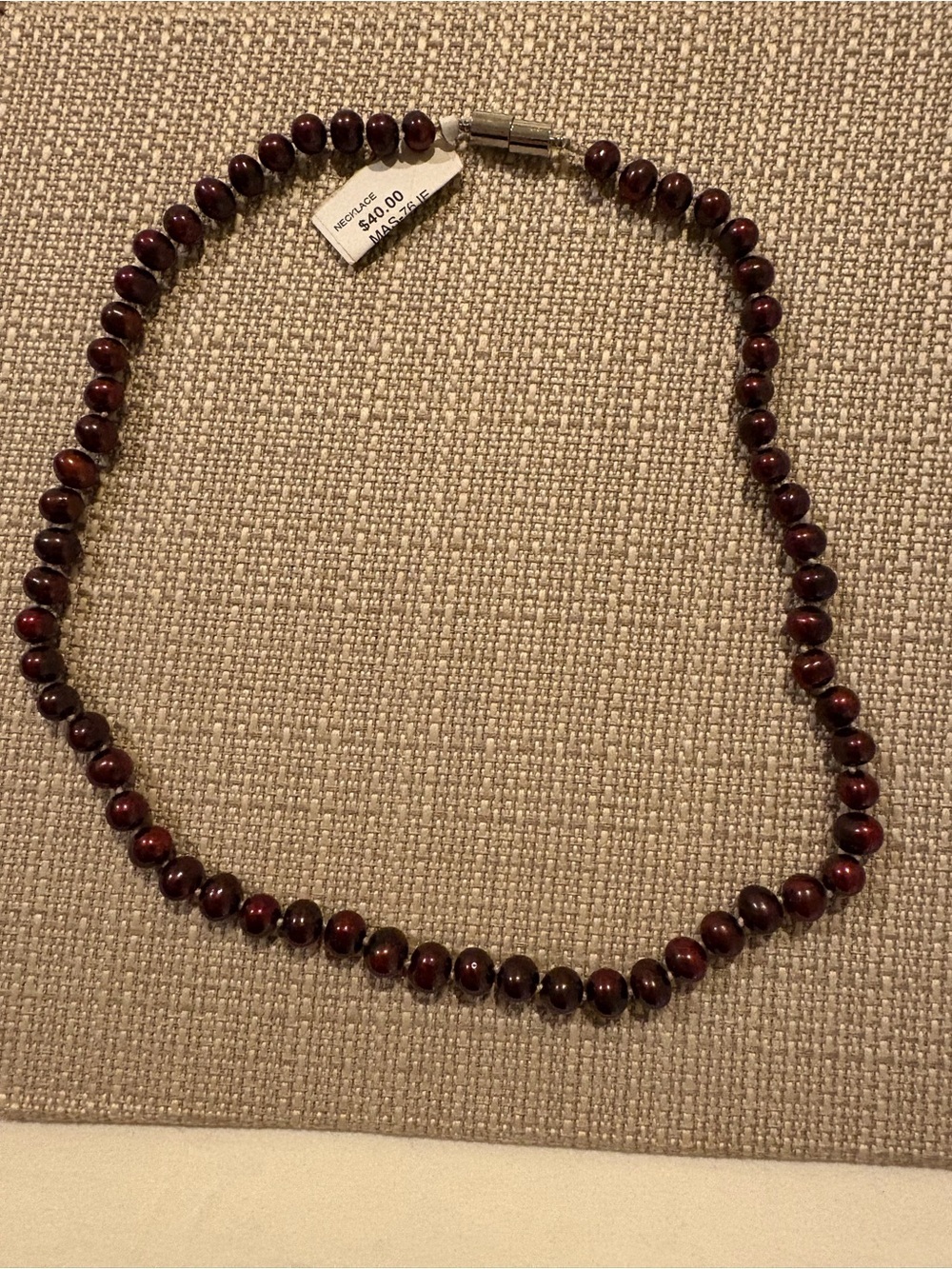 Classic Deep Red Handmade Beaded Necklace with Magnetic Clasp